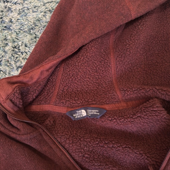 North Face Rare Burgundy Medium Fleece Zip Hoodie Jacket - Picture 5 of 6